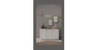 Buffet 3 portes collection FANZY. Coloris blanc laqué & chêne clair