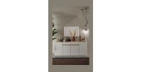 Buffet 4 portes 1 tiroir collection FANZY. Coloris blanc laqué & chêne Cadiz