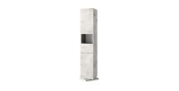 Colonne de salle de bain tournante avec miroir, 2 portes et 1 tiroir, collection BURA. Coloris gris aspect béton