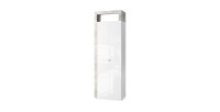 Armoire de salle de bains, 2 portes, collection BURA. Coloris blanc brillant laqué et gris aspect béton