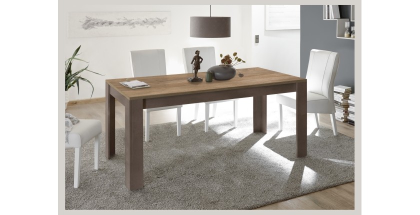 Table 180cm pour salle à manger FANZY. Décor chêne clair