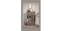 Vitrine design 2 portes collection FANZY. Coloris marron \ chêne foncé