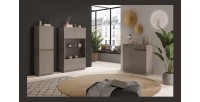 Vitrine design 2 portes collection FANZY. Coloris marron \ chêne foncé