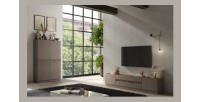 Commode 4 portes collection FANZY. Coloris marron \ chêne foncé