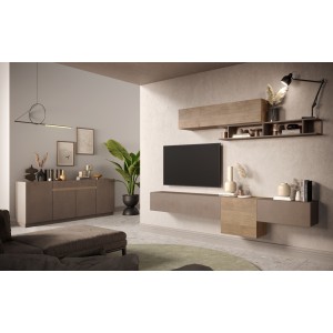 Buffet 4 portes 1 tiroir collection FANZY. Coloris marron \ chêne foncé