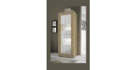 Vitrine design 2 portes collection ACCESS. Coloris blanc et chêne clair