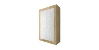 Buffet design 4 portes en bois collection ACCESS. Coloris blanc et chêne clair