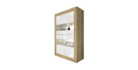 Vitrine design 4 portes collection ACCESS. Coloris blanc et chêne clair