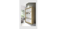 Vitrine design 4 portes collection ACCESS. Coloris blanc et chêne clair