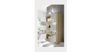 Vitrine design 4 portes collection ACCESS. Coloris blanc et chêne clair