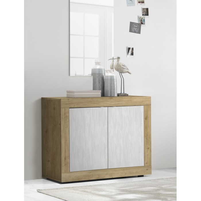 Buffet 2 portes collection ACCESS. Coloris blanc et chêne clair