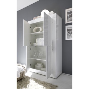 Vaisselier 4 portes, collection CISA, coloris blanc laqué brillant