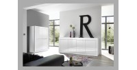 Vaisselier 4 portes, collection CISA, coloris blanc laqué brillant
