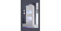 Vitrine avec porte en verre, collection CISA, coloris blanc laqué brillant