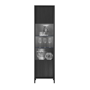 Vitrine 1 porte collection IRON. Coloris chêne noir