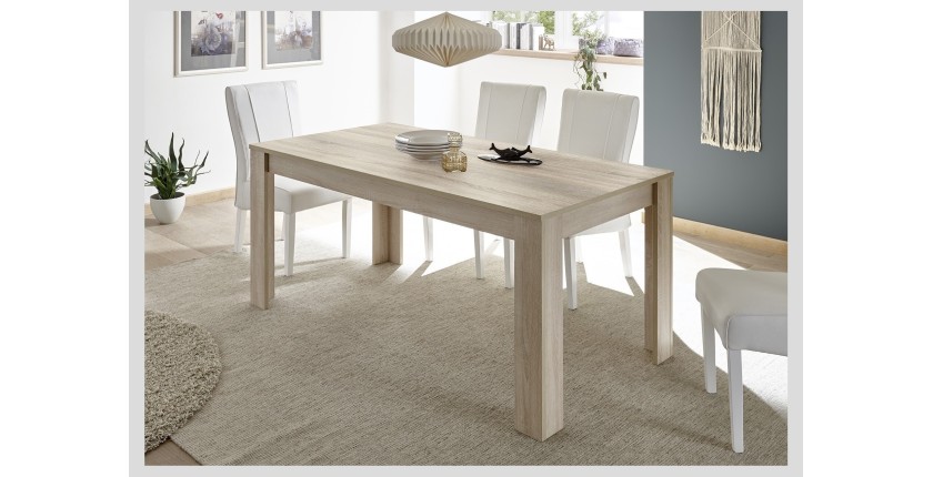 Table 180x90cm avec pieds en bois, Collection SHOW, coloris chêne sonoma