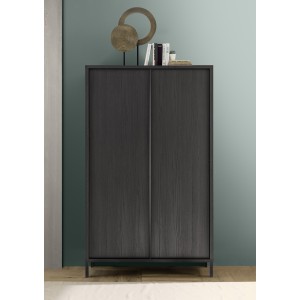 Buffet design 4 portes en bois collection IRON. Coloris chêne noir