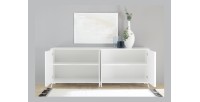 Buffet 4 portes collection SKY. Coloris blanc laqué, idéal dans une cuisine \ salle à manger design