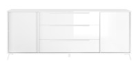 Buffet 2 portes 3 tiroirs collection SKY. Coloris blanc laqué brillant