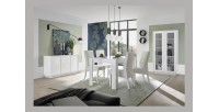 Table 137x90 avec rallonge inclus de 48cm, Collection FOLOMI, couleur blanc laqué brillant