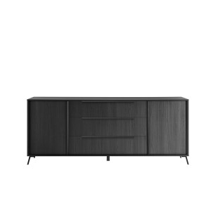 Buffet 2 portes 3 tiroirs collection SKY. Coloris chêne noir