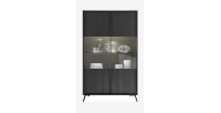 Vitrine 2 portes collection SKY. Coloris chêne noir