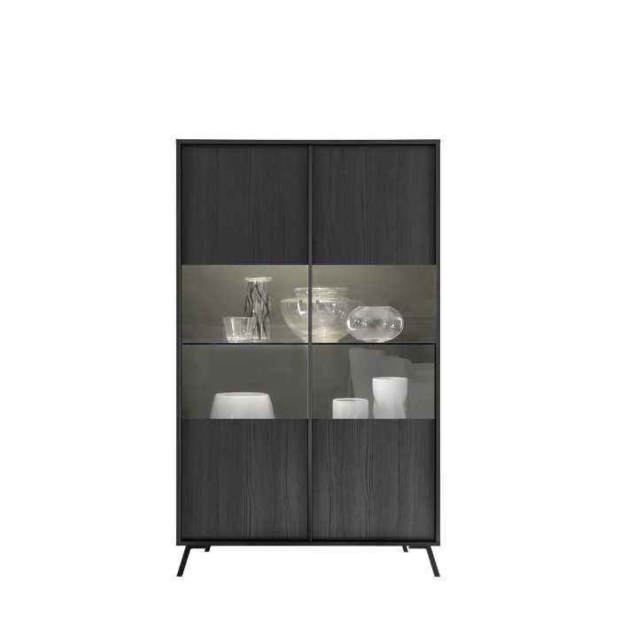 Vitrine 2 portes collection SKY. Coloris chêne noir