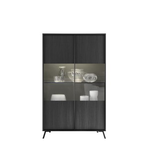 Vitrine 2 portes collection SKY. Coloris chêne noir