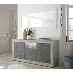 Miroir design, 170x75cm, collection FOLOMI, bordure blanc brillant laqué