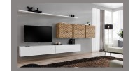 Ensemble de meubles de salon design collection SWITCH VII , coloris blanc et chêne finitions fraisées.