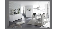 Table 180x90, Collection FALL, couleur blanc laqué mat