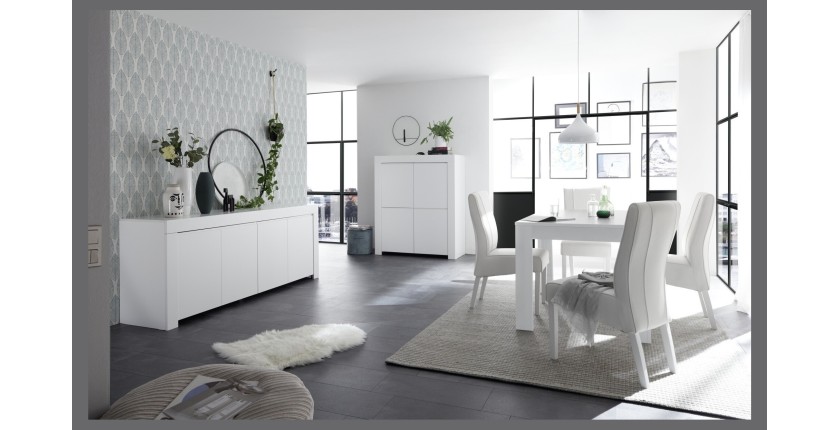 Table 180x90, Collection FALL, couleur blanc laqué mat