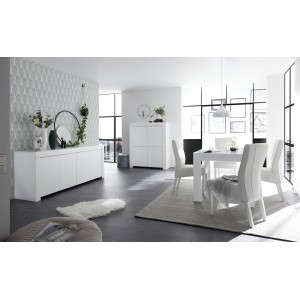Table 180x90, Collection FALL, couleur blanc laqué mat