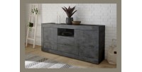 Buffet 2 portes battantes 2 tiroirs en bois, coloris gris foncé, collection URBAN