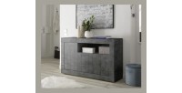 Buffet 3 portes battantes en bois, coloris gris foncé, collection URBAN