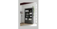Bibliothèque ultra tendance avec de nombreuses étagères coloris gris foncé effet béton collection URBAN.
