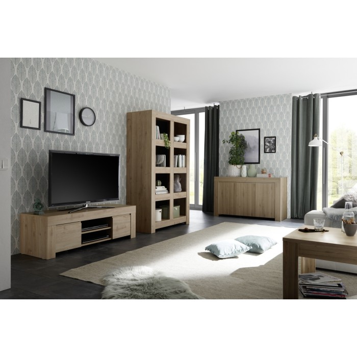 Buffet 3 portes, collection ZEFIR, coloris chêne clair, parfait pour votre salon
