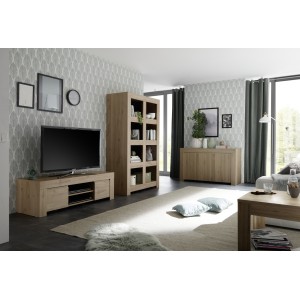 Buffet 3 portes, collection ZEFIR, coloris chêne clair, parfait pour votre salon