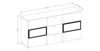 Buffet 2 portes et 3 tiroirs collection RAMOS. Coloris blanc brillant et noir