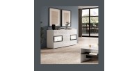 Buffet 2 portes et 3 tiroirs collection RAMOS. Coloris blanc brillant et noir