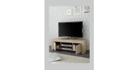 Meuble TV 2 portes, collection ZEFIR, coloris chêne clair, idéal pour un salon tendance et moderne