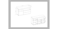 Buffet collection KILES 170cm. Coloris gris anthracite et chêne. Style design