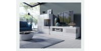 Buffet haut KILES trois portes. Coloris blanc et gris. Style design