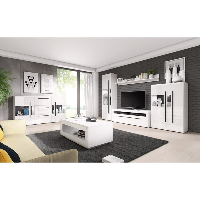 Vitrine design XL collection BREDA. Coloris blanc mat et blanc brillant
