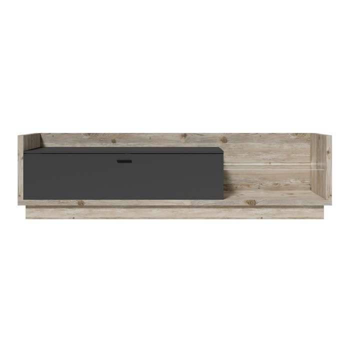 Meuble TV XL 220cm. Collection CORK. Coloris Pin et gris anthracite