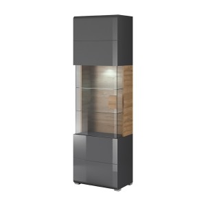 Vitrine collection OHIO. Couleur gris anthracite et chêne.