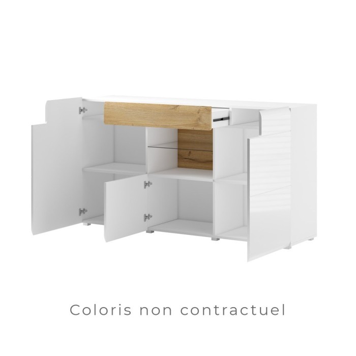 Buffet 160cm collection OHIO. Coloris gris anthracite et chêne.