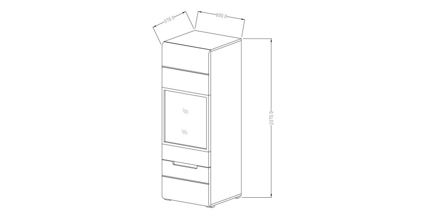 Vitrine collection LUCIA modèle haut. Meuble design idéal pour votre salle à manger
