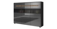 Buffet XL design 180x130. Collection LUCIA. Coloris gris brillant