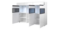 Buffet XL design 180x130. Collection LUCIA. Coloris gris brillant